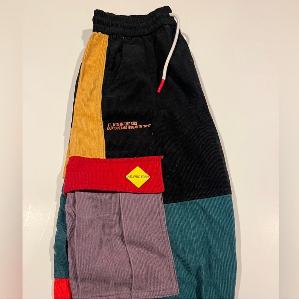 Multicolor Retro Style Corduroy Pants